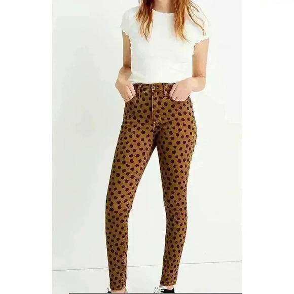 Madewell Mid-Rise Skinny Jeams in Painted Dot Leopard  size 26 - Picture 1 of 9